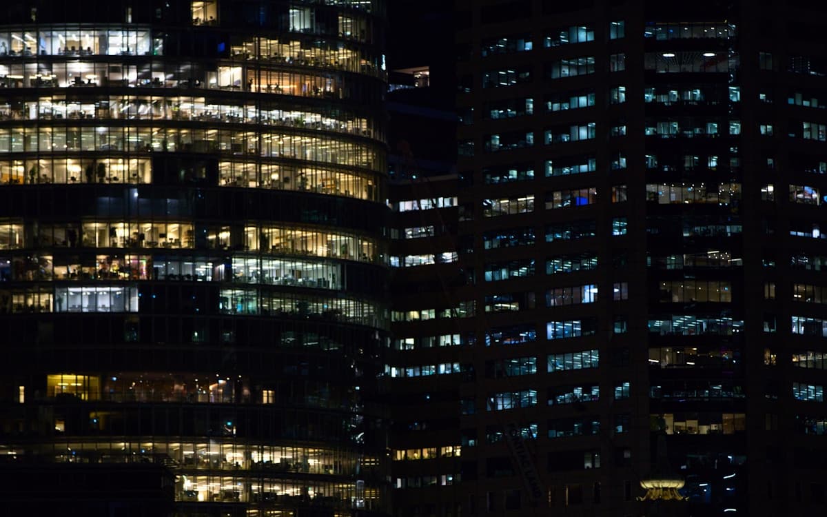 Sydney commercial buildings at night - Australian city skyline